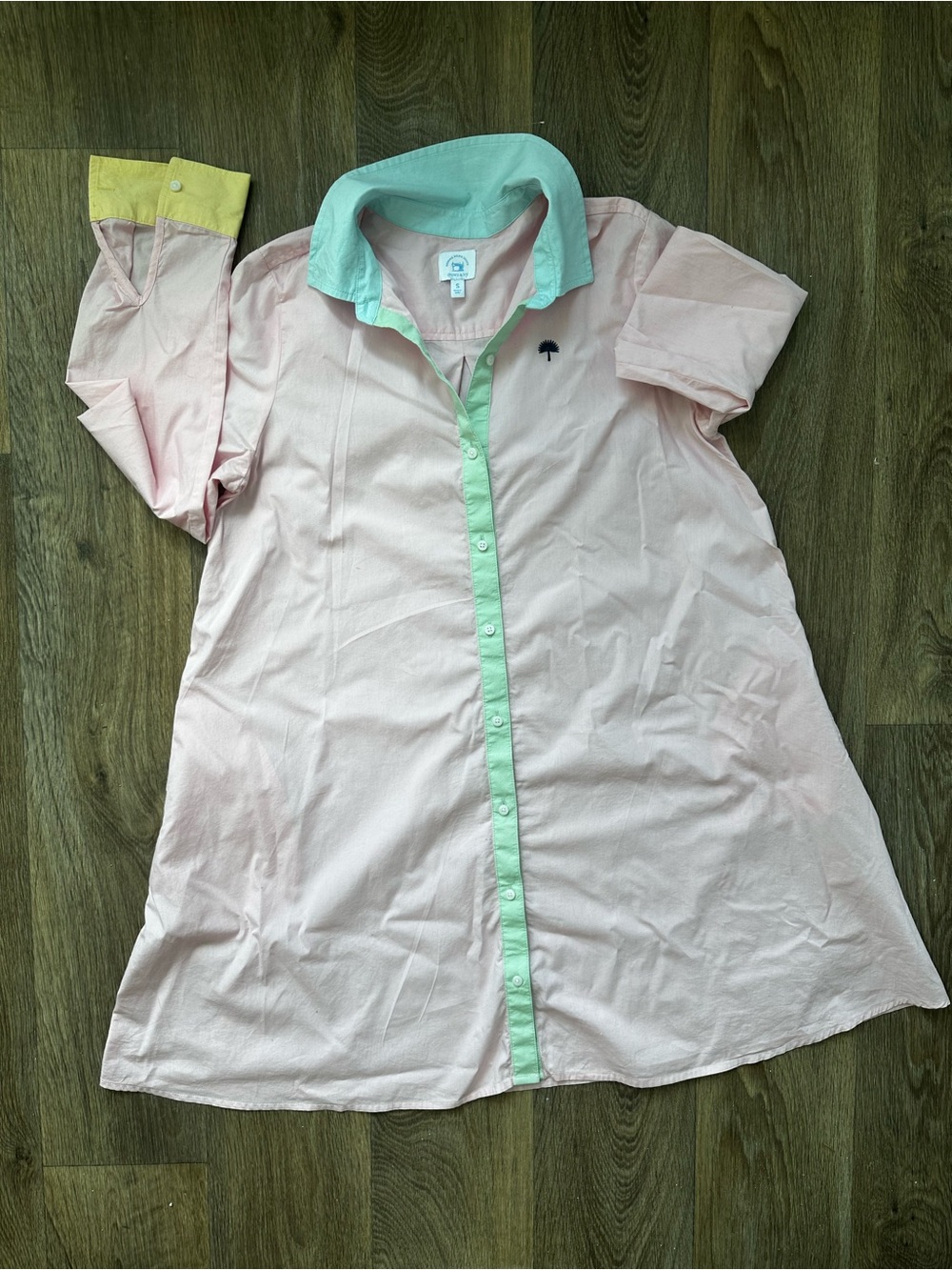 crown & ivy x Sewing Down South Murray Shirt Dress Pink Colorblock Pastel Size S